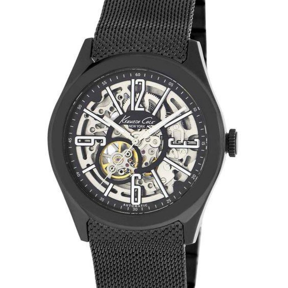 Kenneth Cole Men's Automatic Stainless Steel Skeleton Dial Watch Black